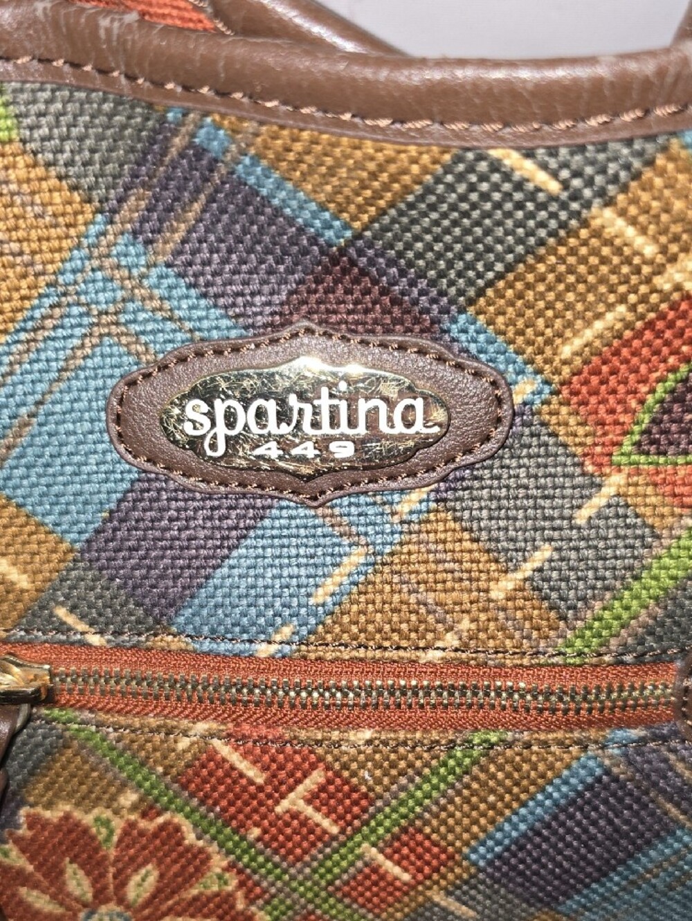 Spartina 449 Plaid Gracie Floral Shoulder Bag in Brown, Green, Blue, Red - Picture 3 of 17